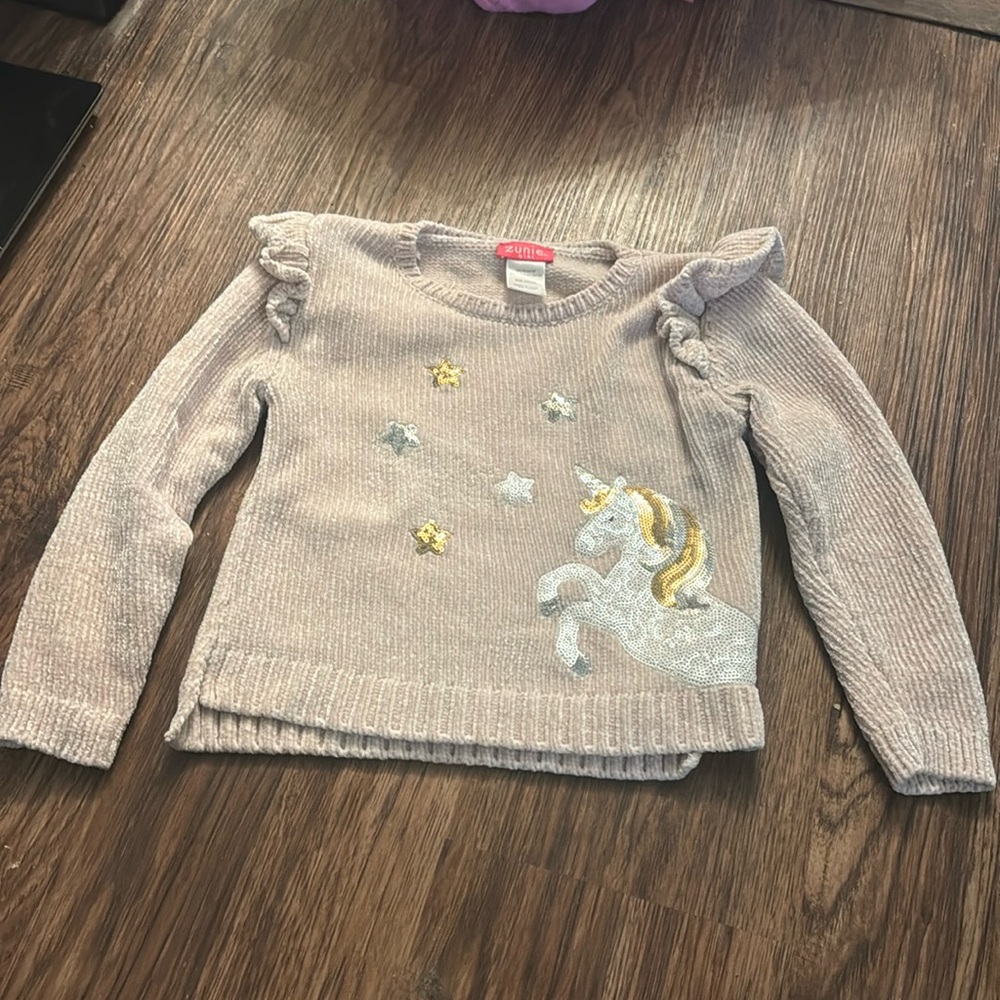 3/$15 😻 Zunie Girl XS 4 - 5 Polyester Unicorn Long Sleeve Sweater Top